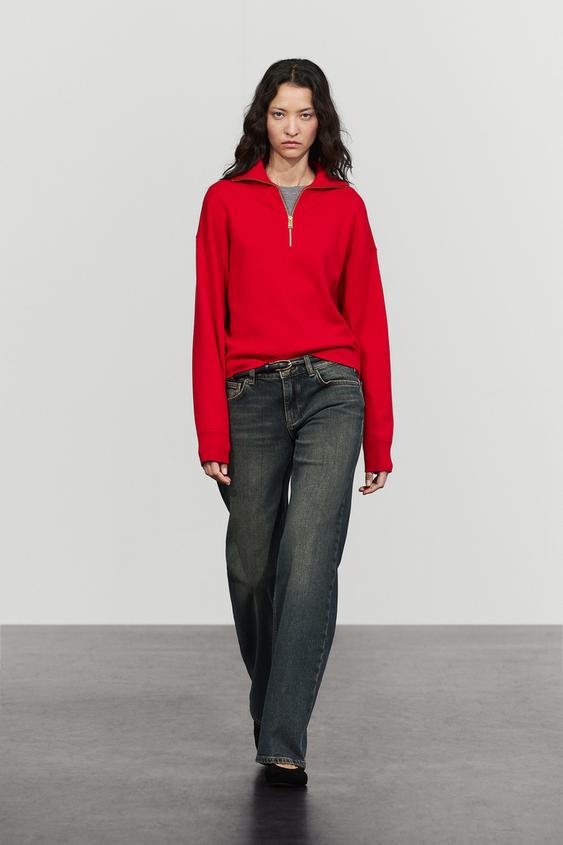Zara Cotton knit polo sweater with quarter-zip collar - 599 - Image 0