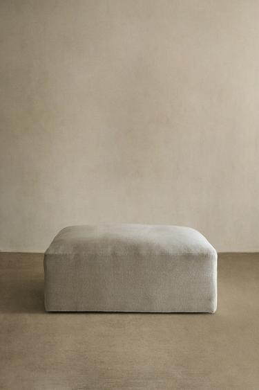 WASHED LINEN POUF - Light beige by Zara