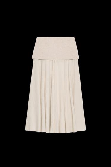 Zara SOFT CONTRAST SKIRT - Ecru - Image 0