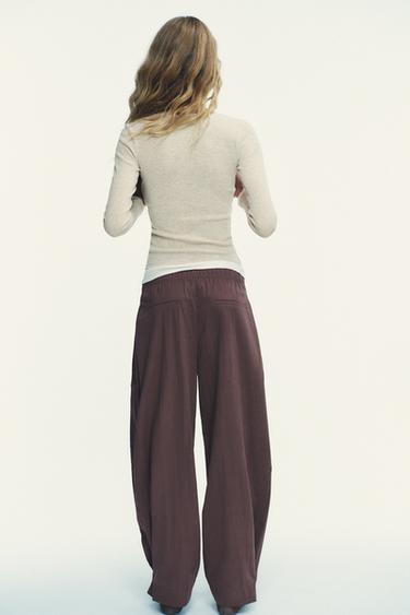 PANTALON NYLON BOUTON BAS - Rose foncé de Zara - Image 4