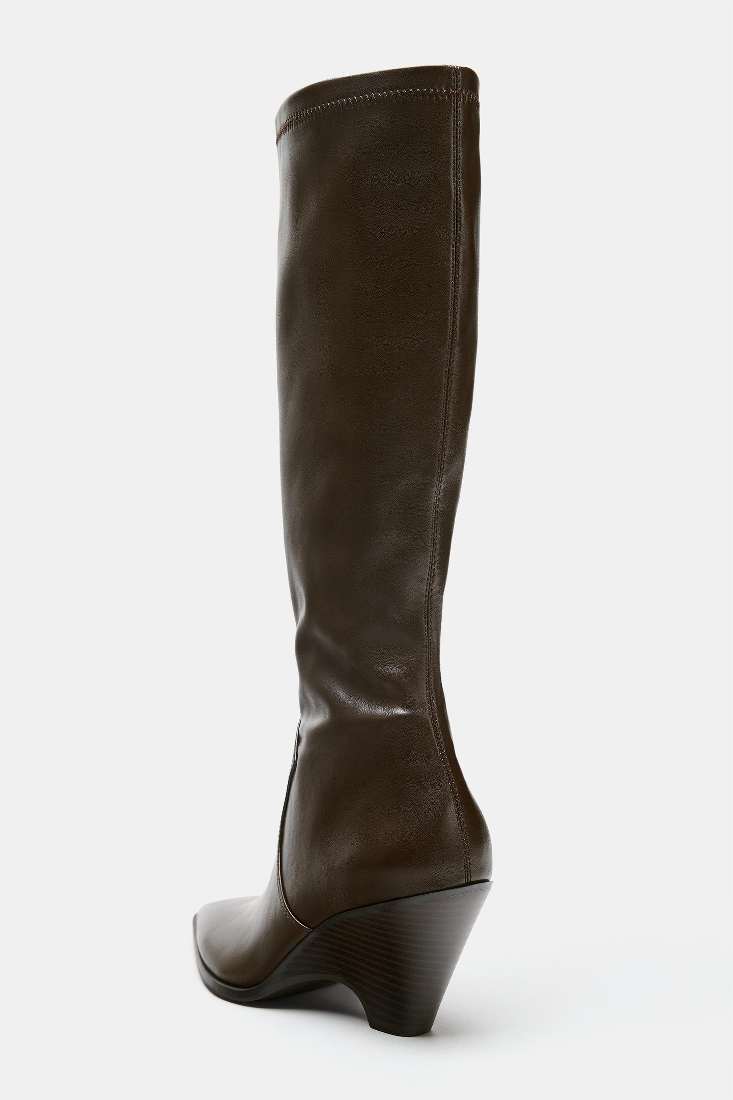 Женские ботинки Zara Cowboy Heeled, цвет: Коричневый — фото 8