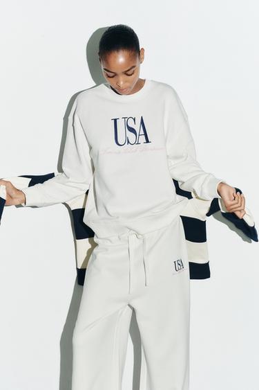 SUDADERA ALGODÓN TEXTO - Crudo de Zara