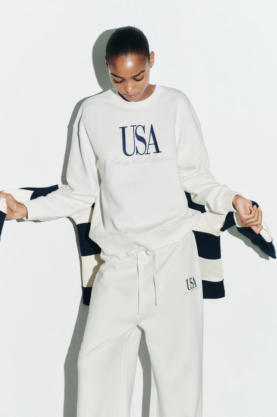 Sweatshirts Zara Sportkleding Dames Dames Witte Sweatshirts ZARA