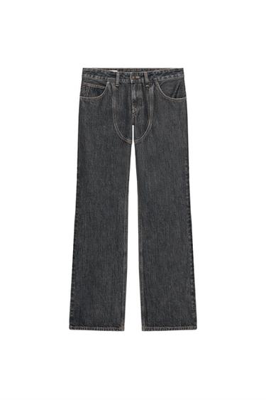 JEAN TRF WIDE LEG TAILLE BASSE COUTURES - Marron foncé de Zara - Image 3