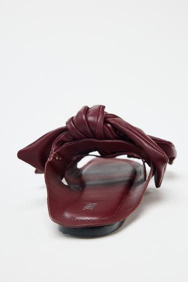 SANDALES LACETS CUIR - Bordeaux de Zara - Image 3