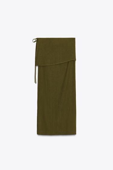 SEMI-SHEER TEXTURED SARONG SKIRT - Mid-green by Zara - Image 5