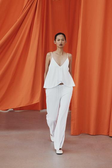STRAIGHT-LEG COTTON TROUSERS - White by Zara