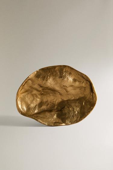 Zara DECORATIVE BRASS TRAY - Golden