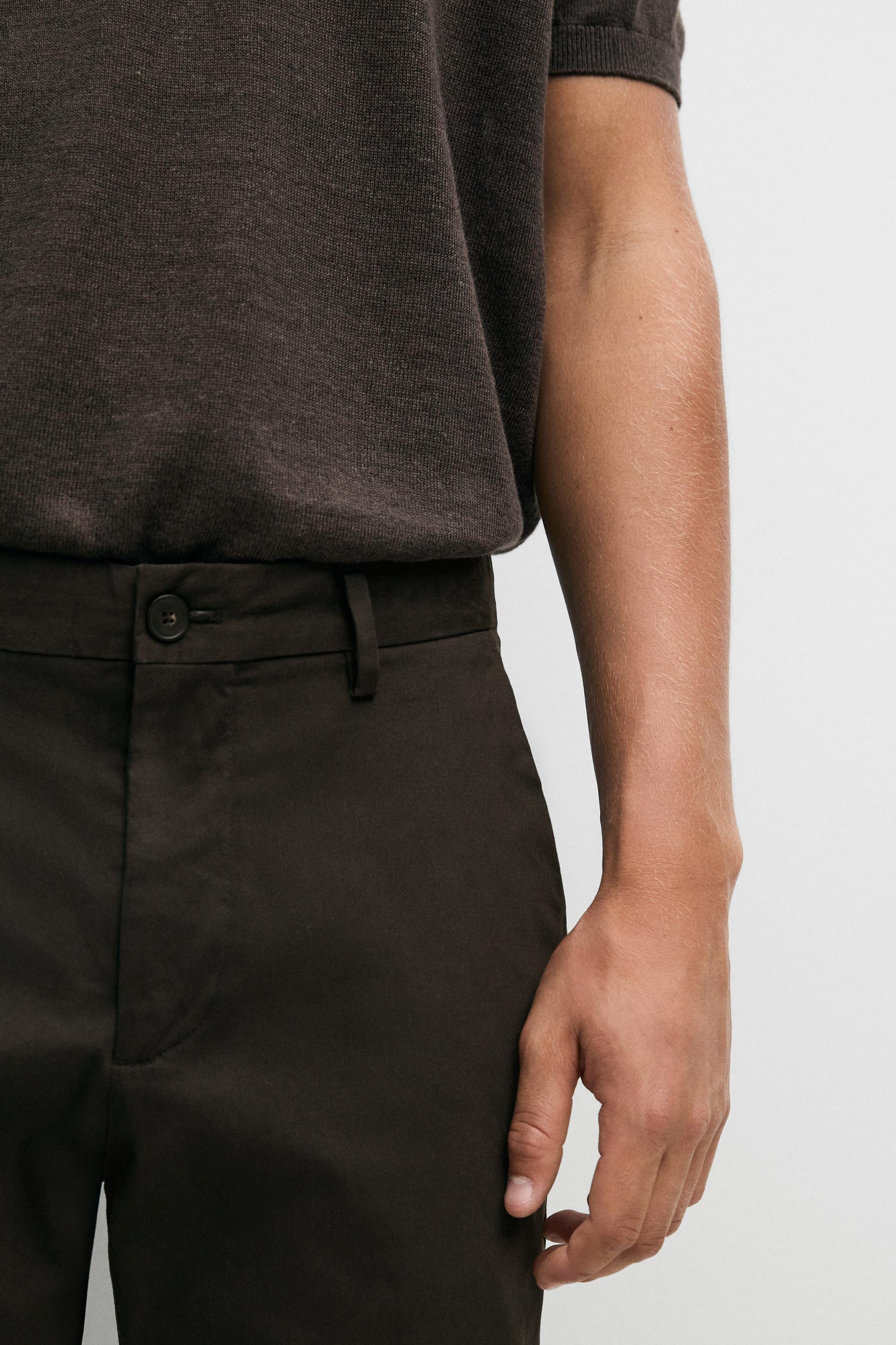 Slim fit cotton trousers