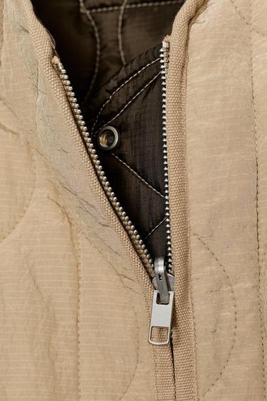 ZW COLLECTION REVERSIBLE QUILTED JACKET - ecru/khaki by Zara