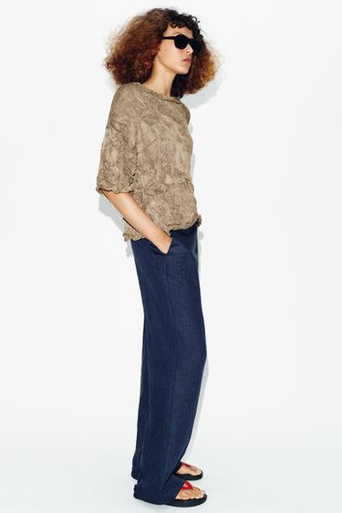 CRINKLE-EFFECT KNIT JUMPER - camel by Zara - Image 2