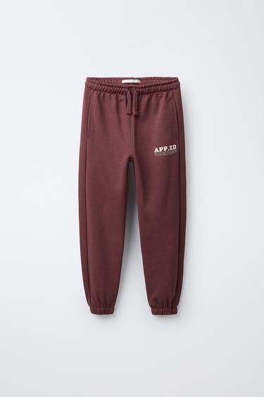 TEXT SWEATSHIRT AND JOGGER TRACKSUIT - Light maroon by Zara - Image 4