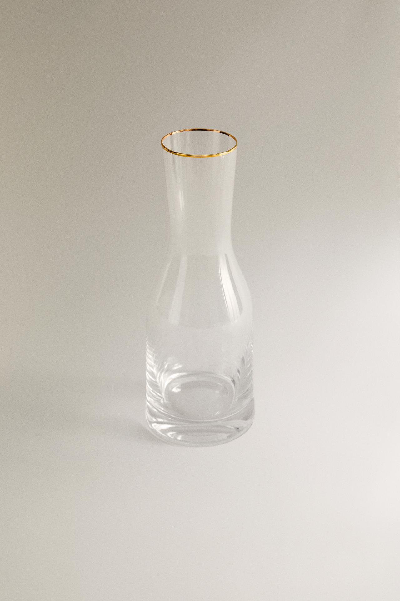 BOHEMIA CRYSTAL BOTTLE WITH A GOLDEN RIM — Gold
