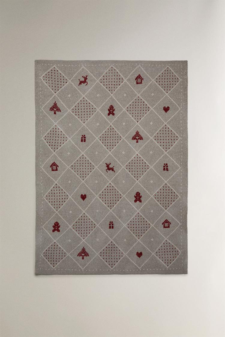 MANTA INFANTIL CHENILLA NAVIDAD Verde ZARA Mexico