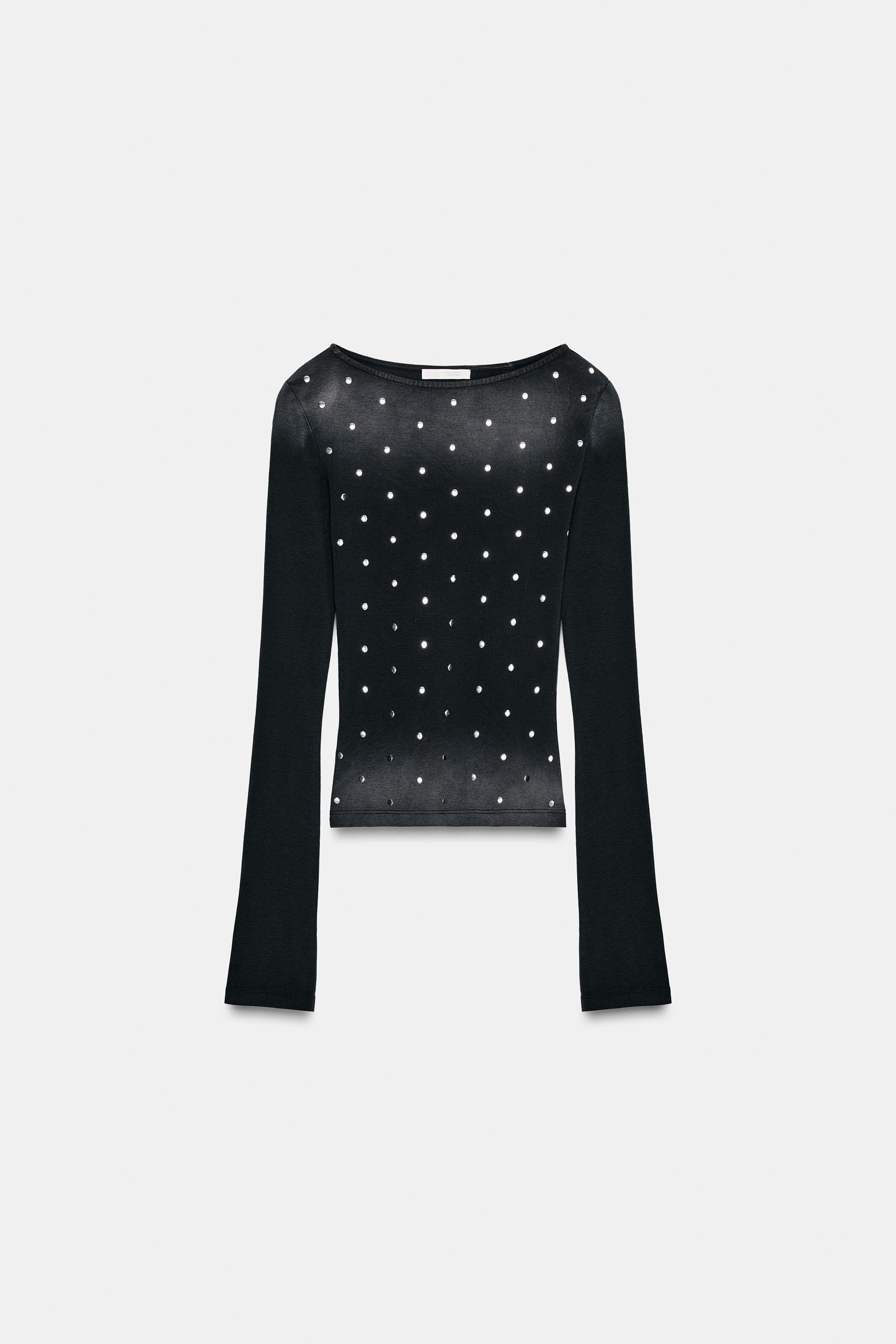 WASHED EFFECT STUDDED T-SHIRT
