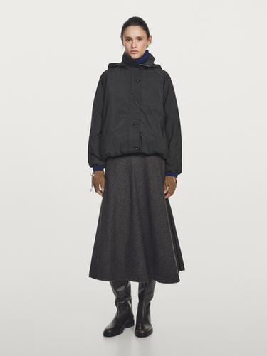 Parka acolchada cuello subido water repellent - Negro de Zara