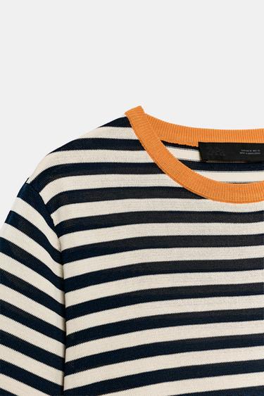 STRIPED KNIT TOP - white-orange by Zara - Image 8