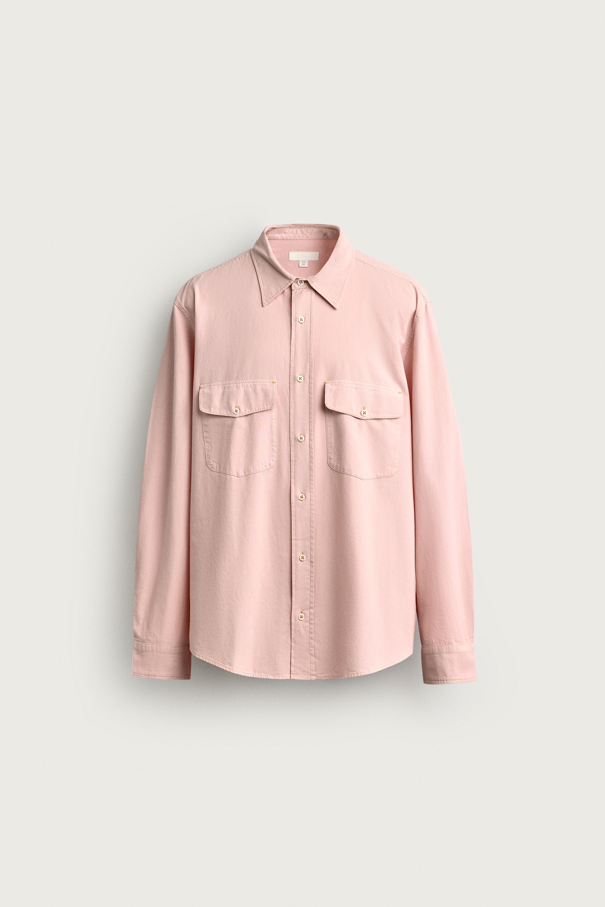 RELAXED FIT POCKET SHIRT — Light pink