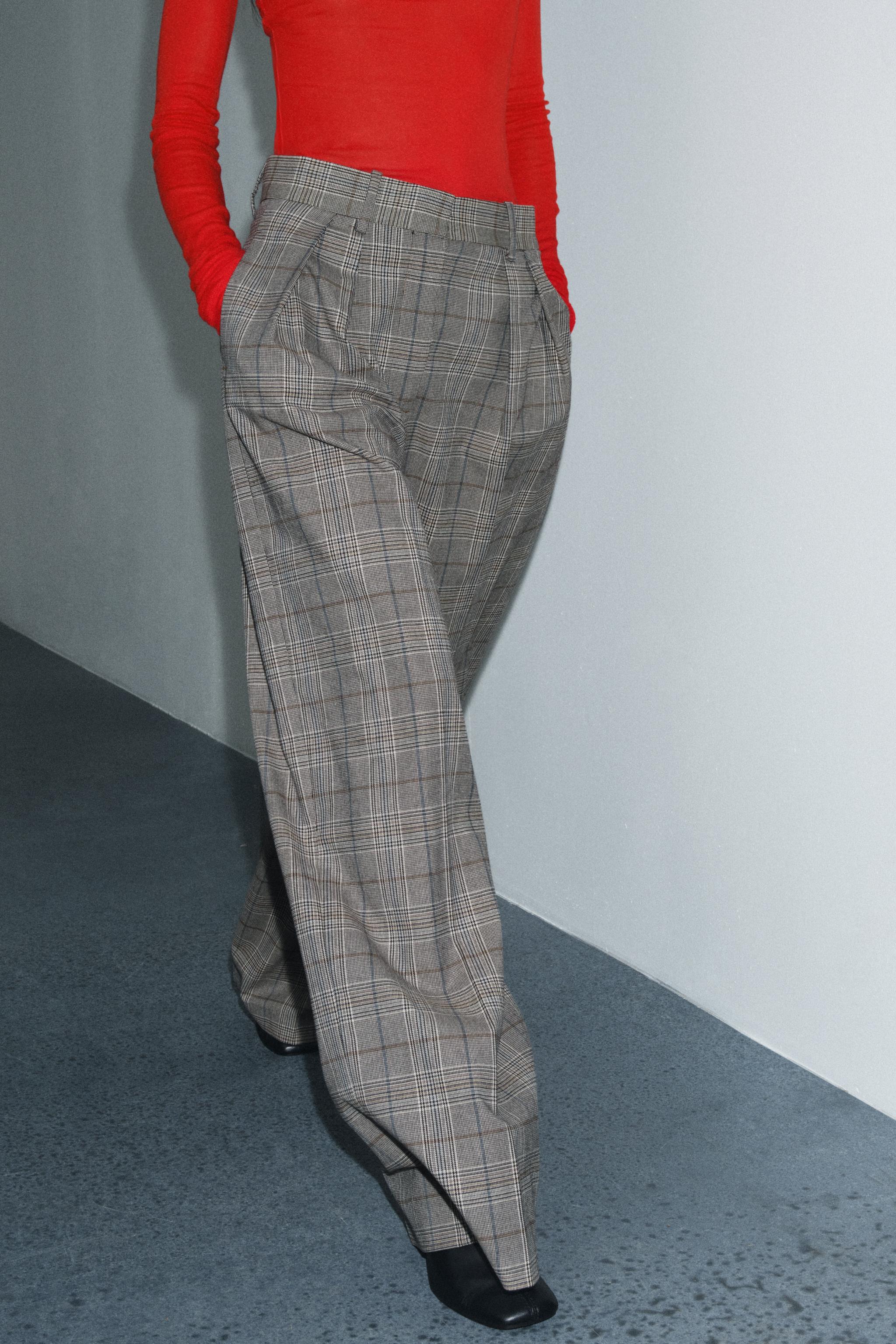 PLAID PLEATED PANTS ZW COLLECTION