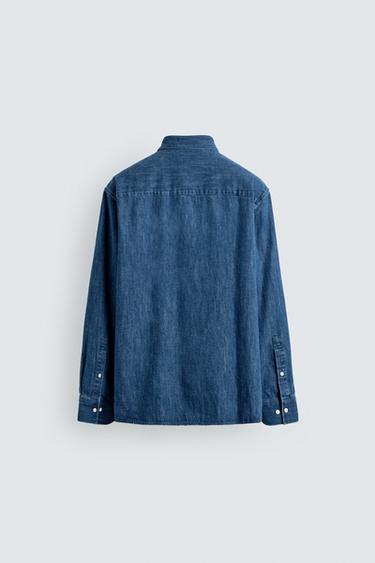 SELVEDGE DENIM SHIRT - Blue by Zara - Image 8