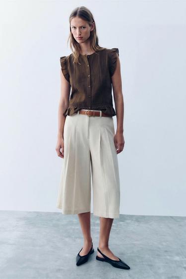 BERMUDA LARGA CINTURÓN - Beige claro de Zara
