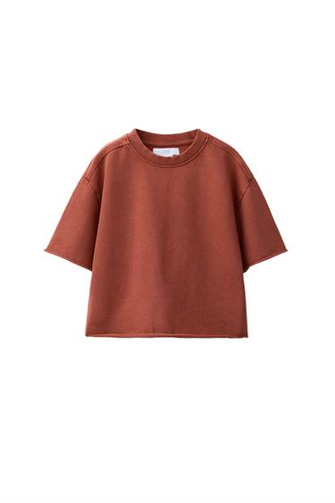 تيشيرت رياضي بمظهر مغسول - بني/ توبو الخاص بـ Zara