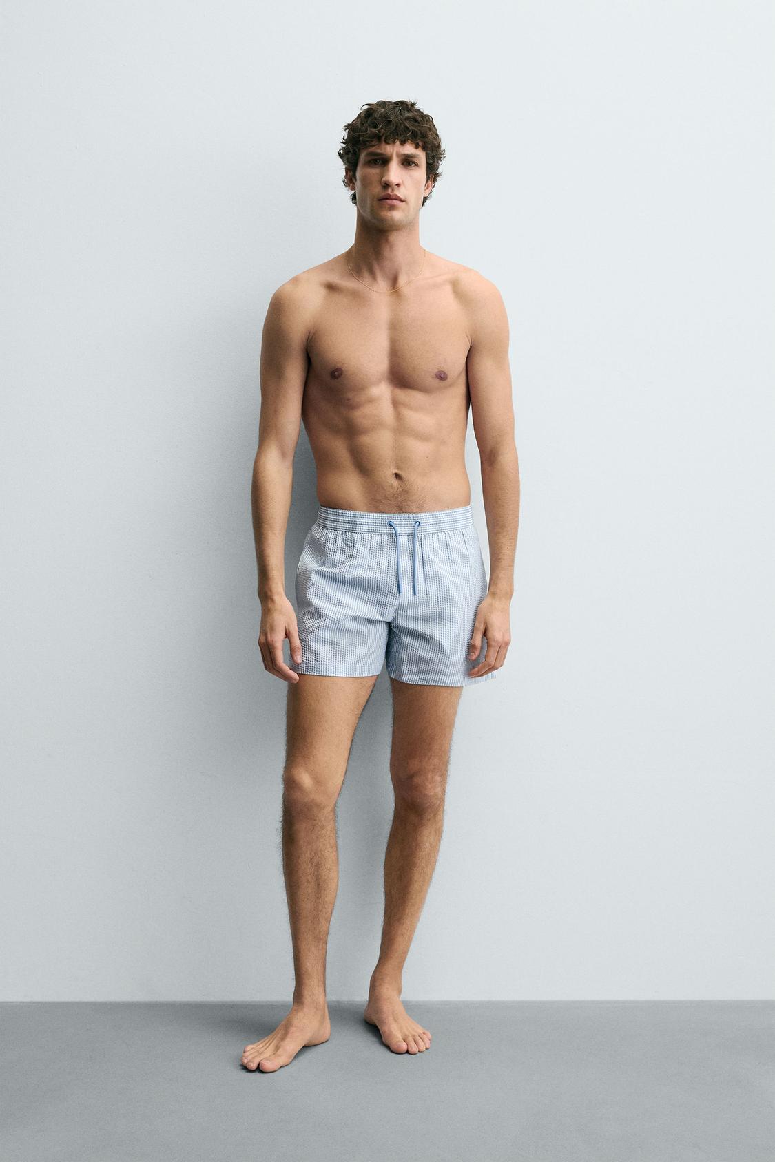 КУПАЛЬНИК ZARA В ПОЛОСКУ СРЕДНЕЙ ДЛИНЫ