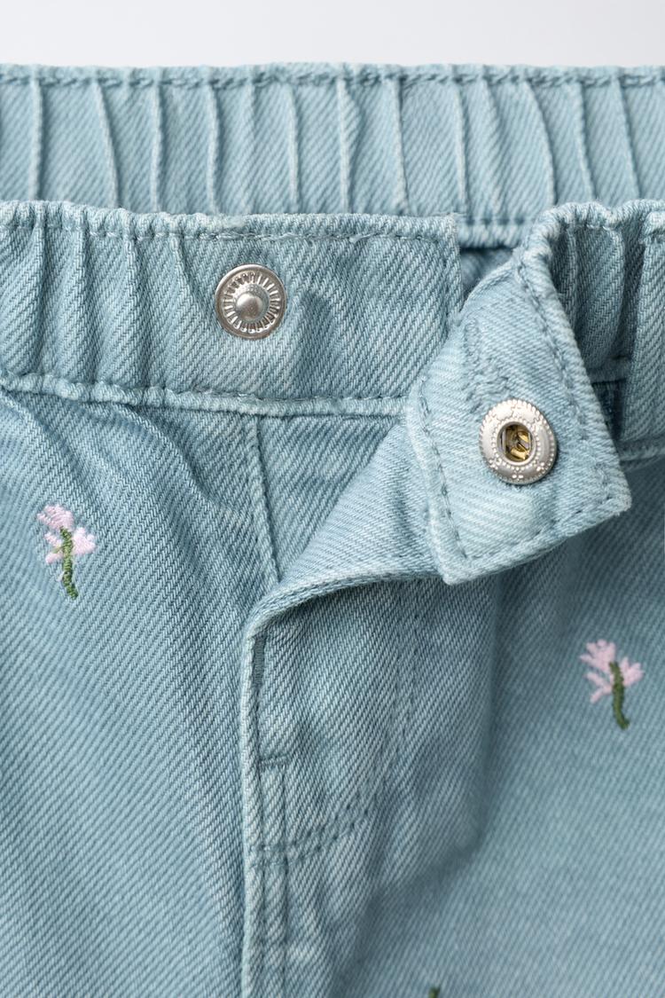 Pantalones culotte de twill con bordado floral 6