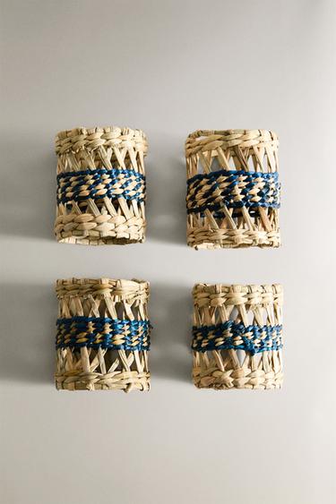 Zara PACK OF SEAGRASS NAPKIN RINGS (PACK OF 4) - 藍色