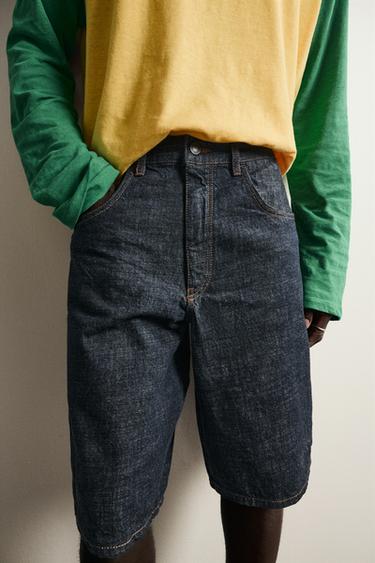 BAGGY FIT DENIM-BERMUDA - indigo fra Zara