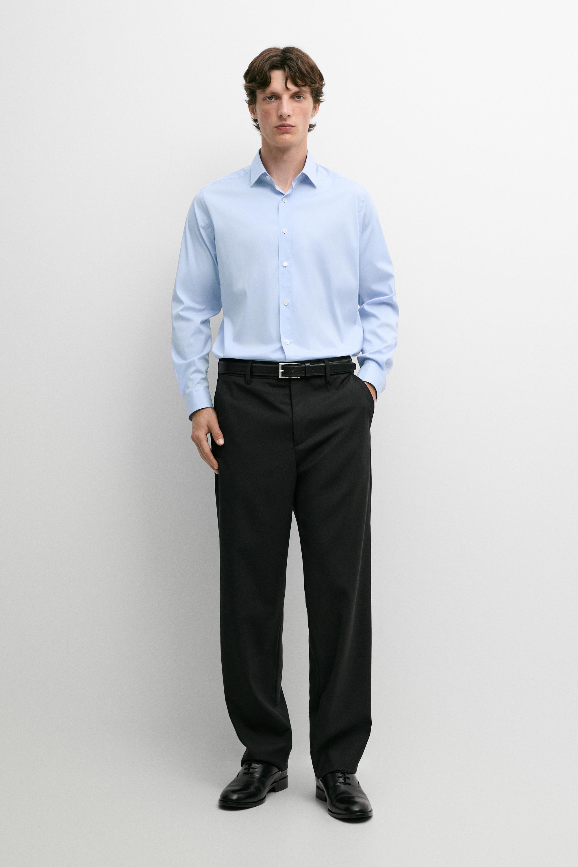 Slim fit stretch cotton blend shirt