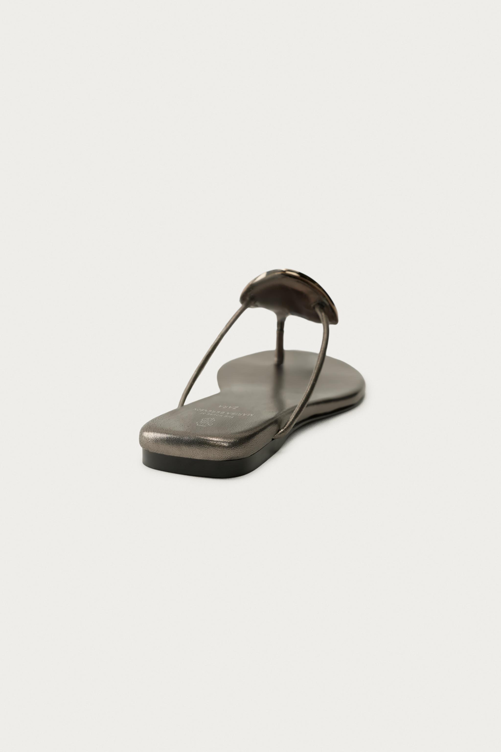 Женские сандалии Zara MARISA BERENSON X ZARA FLAT LEATHER SANDALS — фото 4