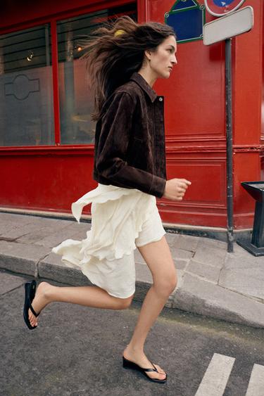 JAKKE I 100 % RUSKIND - mørk brun fra Zara - Billede 0