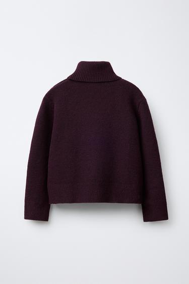 PULL EN MAILLE UNIE À COL ROULÉ - Bordeaux de Zara - Image 1
