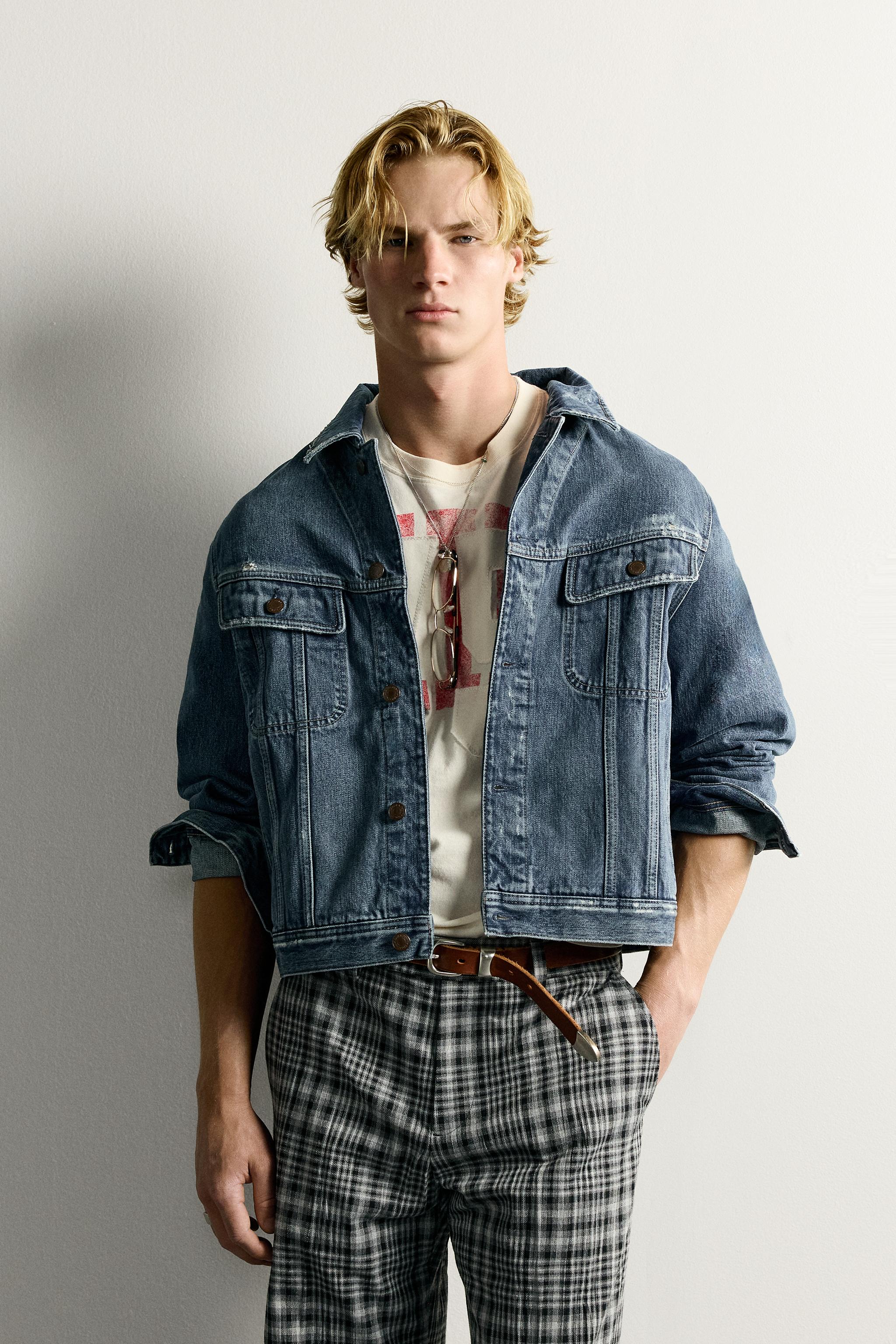 RELAXED FIT DENIM JACKET WITH TABS