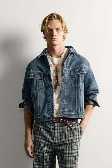 RELAXED FIT DENIM JACKET WITH BACK TAB - Blue by Zara