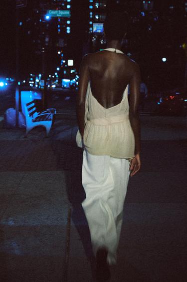 TOP DRAPÉ À POIS ZW COLLECTION - Marron / Écru de Zara - Image 2