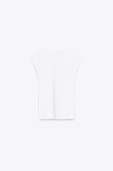 T-SHIRT AUS GEWASCHENER BAUMWOLLE - Weiß von Zara