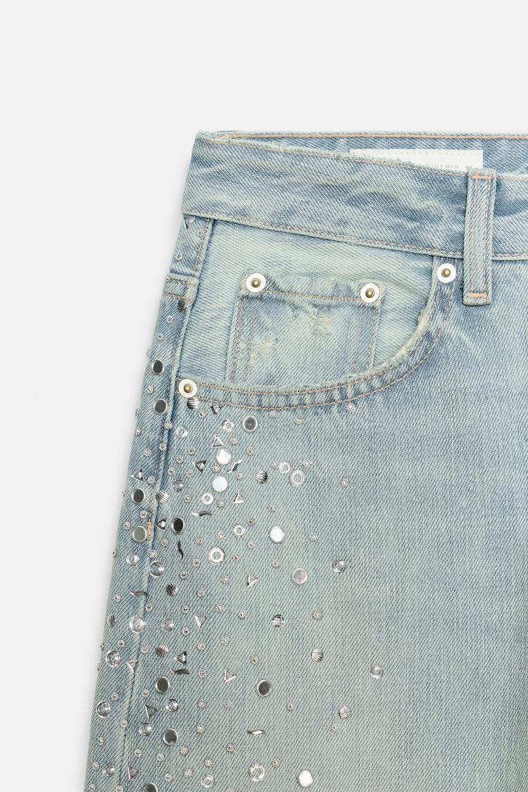 Jeans holgados con brillos TRF 8