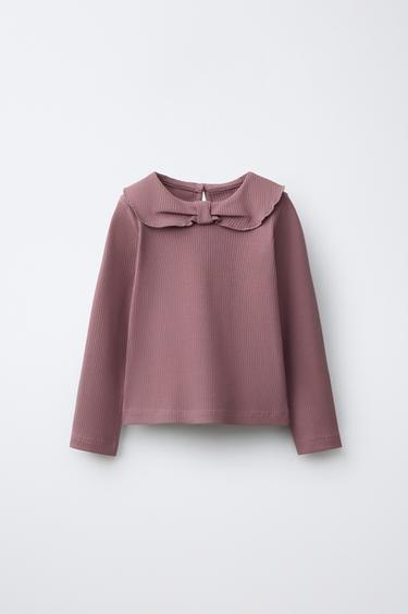 CAMISETA CANALÉ CUELLO BOBO - Berenjena de Zara