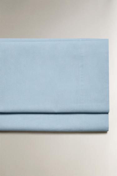 PERCALE COTTON FLAT SHEET (200 THREAD COUNT) - Light blue by Zara