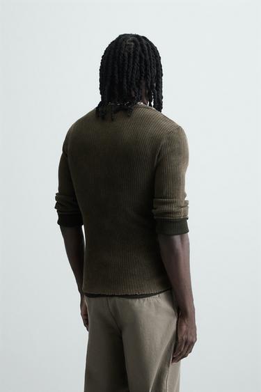 WASHED RIB CARDIGAN - Brown by Zara - Image 2