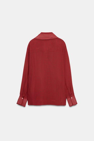 BLOUSE IMPRIMÉE À NŒUDS ZW COLLECTION - Rouge de Zara - Image 8