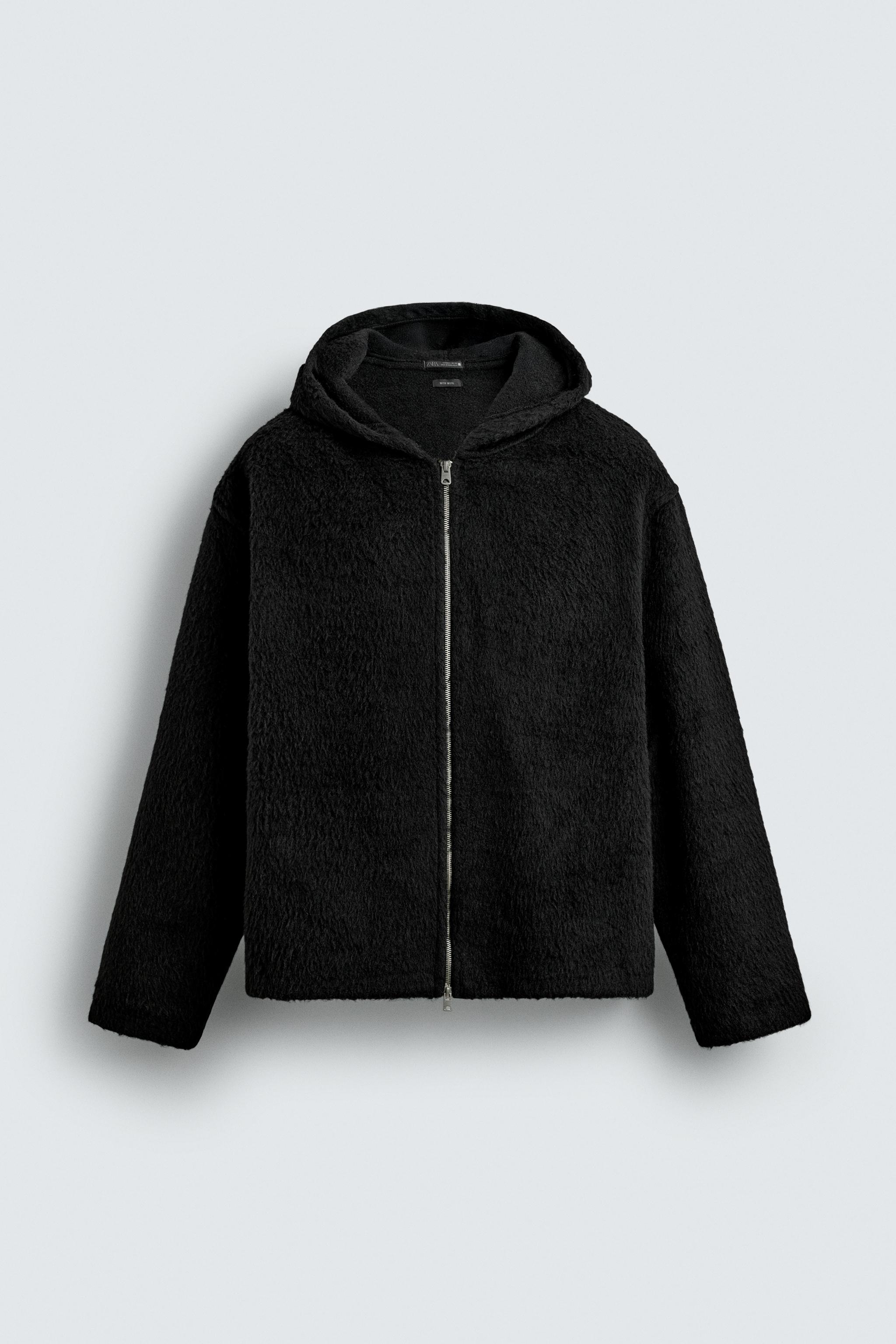 CAMISA AMPLA FAUX FUR COM CAPUZ - Preto | ZARA Brasil