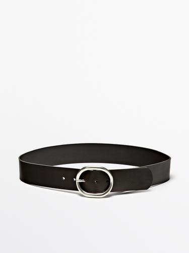 Cinturón ancho piel napa - Marrón de Zara