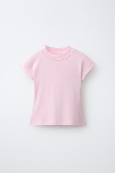 Zara PLAIN RIB T-SHIRT - Pink