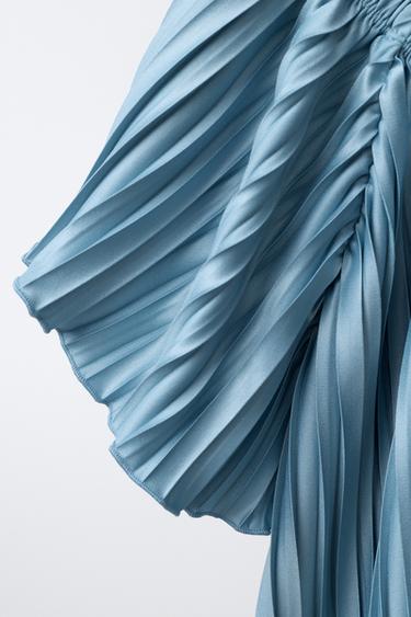 PLEATED T-SHIRT - Blue by Zara - Image 3