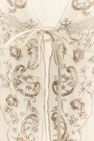 LIMITED EDITION EMBROIDERED BEADED TOP - Oyster-white by Zara - Image 5