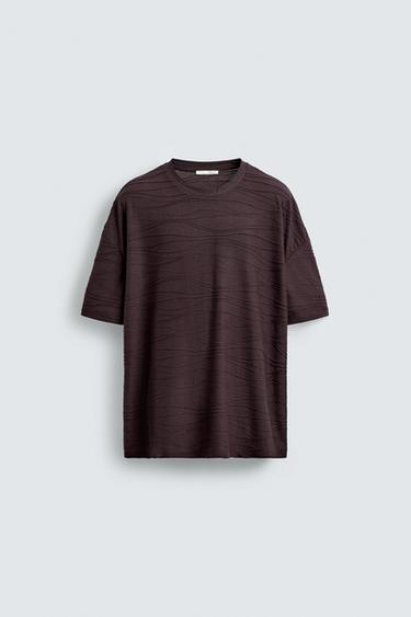 WAVE JACQUARD T-SHIRT - Brown by Zara - Image 0