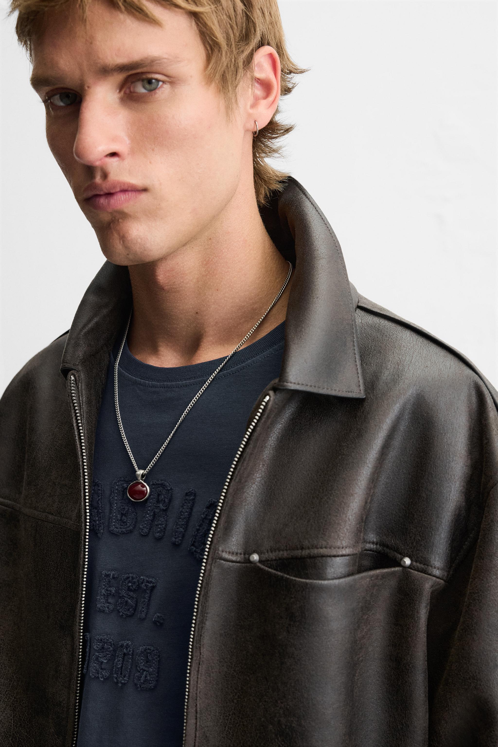 FAUX LEATHER WASHED JACKET - Oil | ZARA Canada